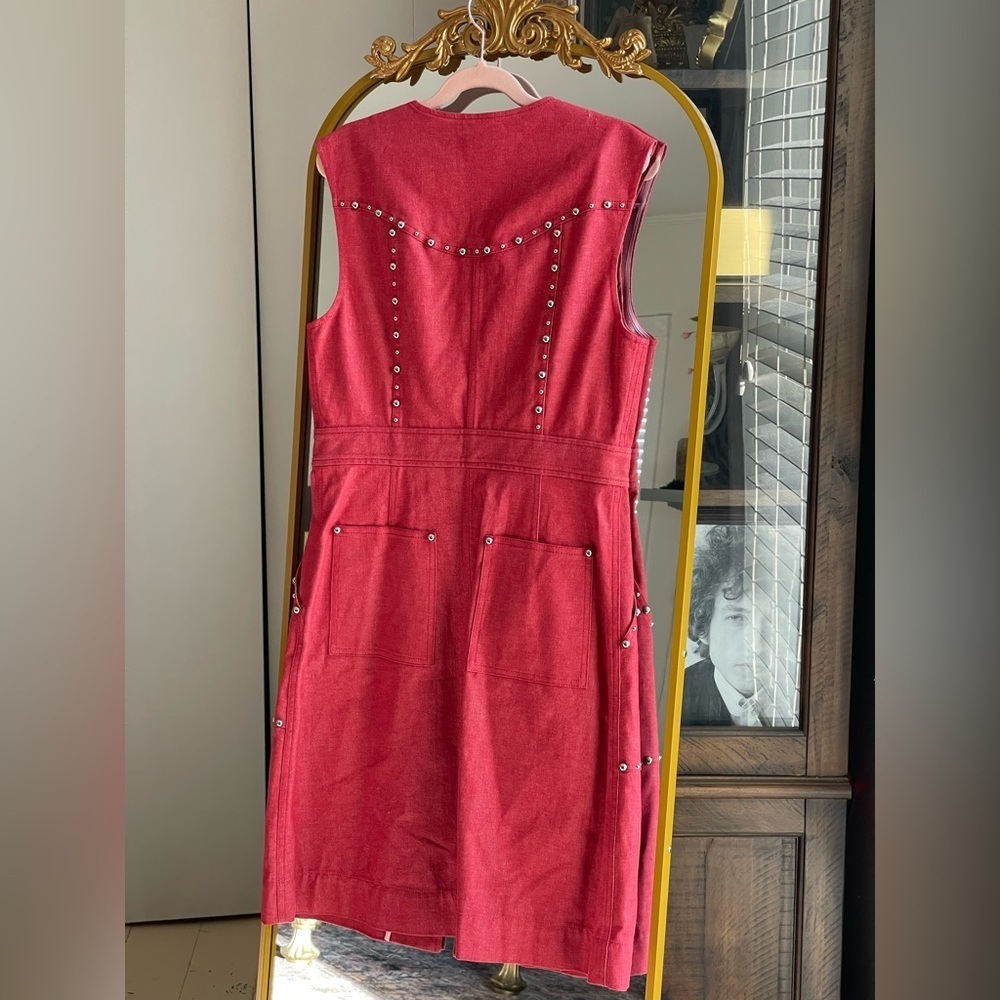 NWT Diane von Furstenberg Zip-Front Red Studded Sheath Dress - Picture 11 of 13